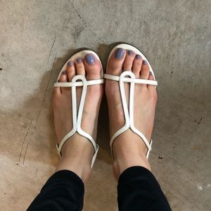 Stuart Weitzman white patent sandals
